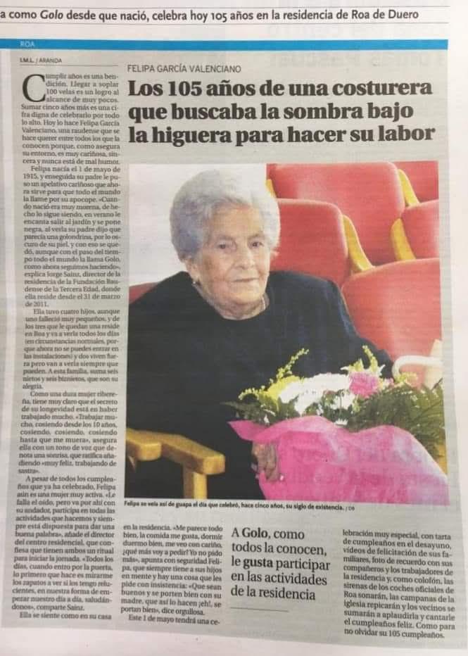 105 AÑOS DE FELIPA GARCÍA